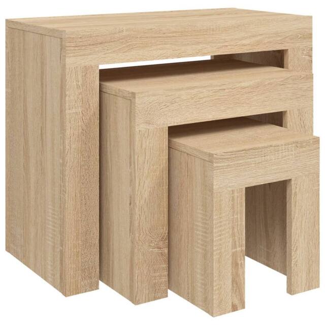 Berkfield Home Nesting Coffee Tables 3 pcs Sonoma Oak Engineered Wood in Light Tan - image 1