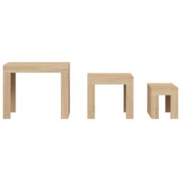 Berkfield Home Nesting Coffee Tables 3 pcs Sonoma Oak Engineered Wood in Light Tan - thumbnail 4
