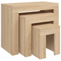 Berkfield Home Nesting Coffee Tables 3 pcs Sonoma Oak Engineered Wood in Light Tan - thumbnail 1