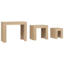 Berkfield Home Nesting Coffee Tables 3 pcs Sonoma Oak Engineered Wood in Light Tan - thumbnail 3