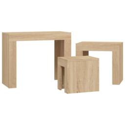 Berkfield Home Nesting Coffee Tables 3 pcs Sonoma Oak Engineered Wood in Light Tan - thumbnail 5