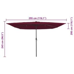 Berkfield Home Square Garden Parasol with LED Lights 295x245 cm Bordeaux Red in Burgundy - thumbnail 8