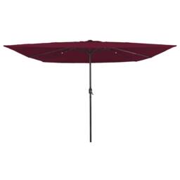 Berkfield Home Square Garden Parasol with LED Lights 295x245 cm Bordeaux Red in Burgundy - thumbnail 2