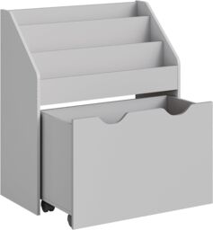 SONGMICS Kids Toy Storage & Bookshelf with Wheels & Shelves in Grey - thumbnail 7