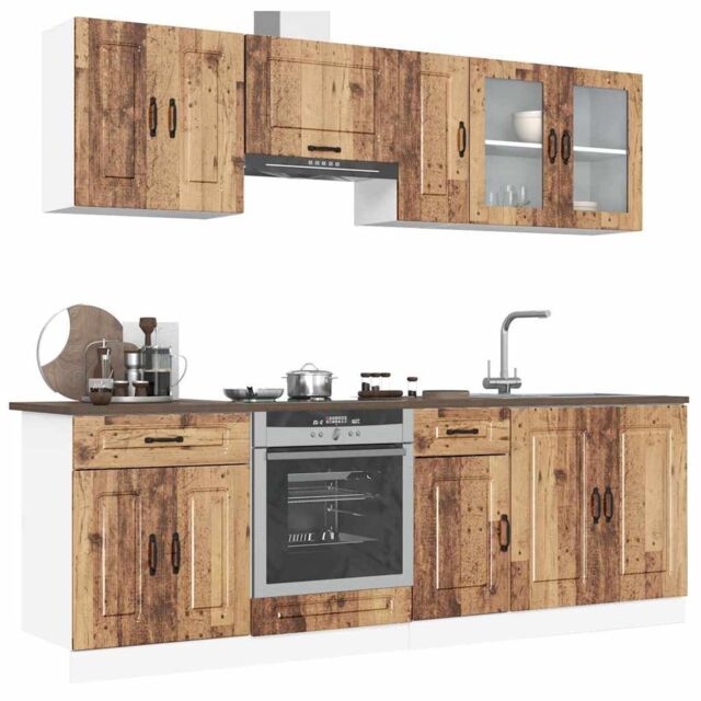 Berkfield Home 8 Piece Kitchen Cabinet Set Kalmar Old Wood Engineered Wood in Brown - image 1