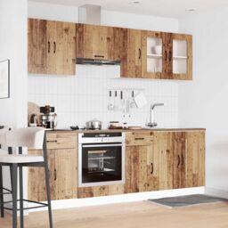 Berkfield Home 8 Piece Kitchen Cabinet Set Kalmar Old Wood Engineered Wood in Brown - thumbnail 3