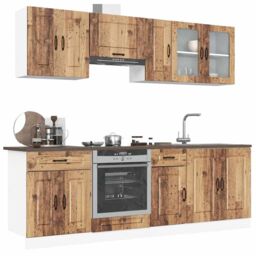 Berkfield Home 8 Piece Kitchen Cabinet Set Kalmar Old Wood Engineered Wood in Brown - thumbnail 1