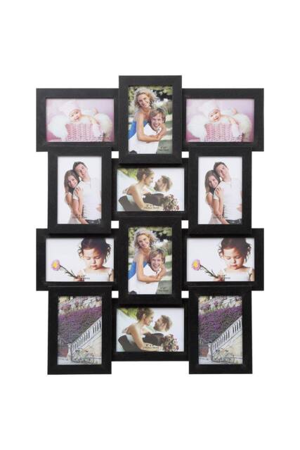 Arpan Multi Aperture Picture Wooden Photo Frame Holds 12 x 6x4 Inch Photo Frames, Collage Picture Wall-Mounted Frame in Black - image 1