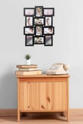 Arpan Multi Aperture Picture Wooden Photo Frame Holds 12 x 6x4 Inch Photo Frames, Collage Picture Wall-Mounted Frame in Black - thumbnail 5