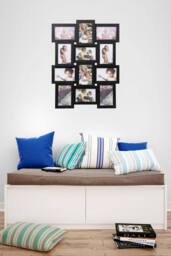Arpan Multi Aperture Picture Wooden Photo Frame Holds 12 x 6x4 Inch Photo Frames, Collage Picture Wall-Mounted Frame in Black - thumbnail 6