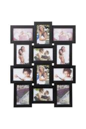 Arpan Multi Aperture Picture Wooden Photo Frame Holds 12 x 6x4 Inch Photo Frames, Collage Picture Wall-Mounted Frame in Black - thumbnail 1