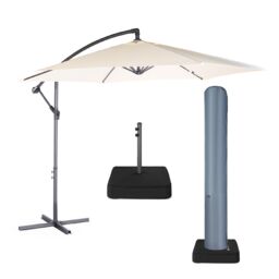 VonHaus Ivory 3M Cantilever Banana Parasol with Base & Cover Set - thumbnail 1
