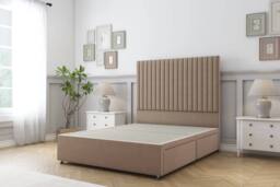 "Comfort Beds Denver Plush Divan Base 2 Drawers - 26"" Headboard in Taupe - Size: Double" - thumbnail 2