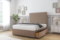 "Comfort Beds Denver Plush Divan Base 2 Drawers - 26"" Headboard in Taupe - Size: Double" - thumbnail 1