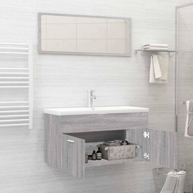 Berkfield Home Practical 2 Piece Bathroom Furniture Set Grey Sonoma Engineered Wood - image 1