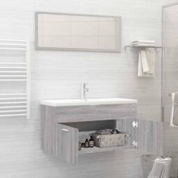 Berkfield Home Practical 2 Piece Bathroom Furniture Set Grey Sonoma Engineered Wood - thumbnail 1