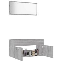 Berkfield Home Practical 2 Piece Bathroom Furniture Set Grey Sonoma Engineered Wood - thumbnail 4