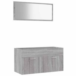 Berkfield Home Practical 2 Piece Bathroom Furniture Set Grey Sonoma Engineered Wood - thumbnail 3