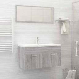 Berkfield Home Practical 2 Piece Bathroom Furniture Set Grey Sonoma Engineered Wood - thumbnail 2