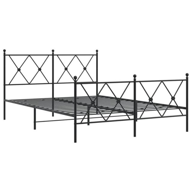 Berkfield Home Metal Bed Frame without Mattress with Footboard Black 137x190cm - Size: 137x190 cm - image 1