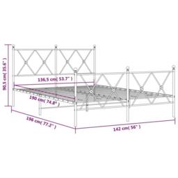Berkfield Home Metal Bed Frame without Mattress with Footboard Black 137x190cm - Size: 137x190 cm - thumbnail 8