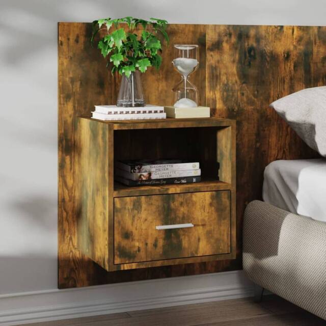 Berkfield Home Suitable Wall-mounted Bedside Cabinets 2 pcs Smoked Oak in Brown - image 1