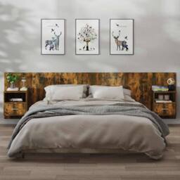 Berkfield Home Suitable Wall-mounted Bedside Cabinets 2 pcs Smoked Oak in Brown - thumbnail 2