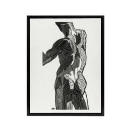 "Artery8 Anatomical study of gluteal muscles Stolk Framed Canvas Wall Art Print in White - Size: W12"" x H16""" - thumbnail 1