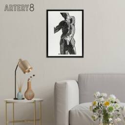 "Artery8 Anatomical study of gluteal muscles Stolk Framed Canvas Wall Art Print in White - Size: W12"" x H16""" - thumbnail 3