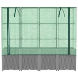 Berkfield Home Raised Bed with Greenhouse Cover Rattan Look 160x40x153 cm in Black - Size: 160 x 40 x 153 cm - thumbnail 4