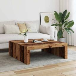 Berkfield Home Coffee Table Old Wood 100x100x35 cm Engineered Wood in Brown - Size: 100 x 100 x 35 cm - thumbnail 3