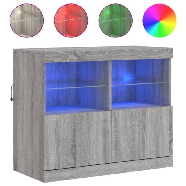 Berkfield Home Sideboard with LED Lights Grey Sonoma 81x37x67 cm - Size: 81 x 37 x 67 cm - image 1