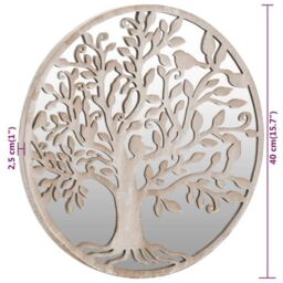 Berkfield Home Mirror Sand 40x2.5 cm Iron Round for Indoor Use in Cream - thumbnail 6