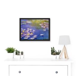 Artery8 Monet Water Lilies At Giverny Old Master Painting Artwork Framed Wall Art Print A4 in Black - thumbnail 2