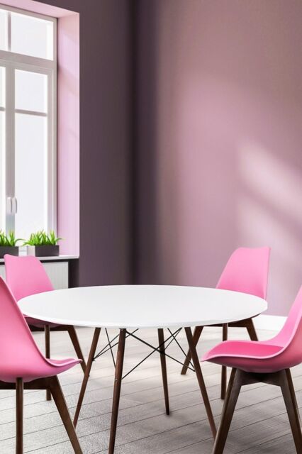 Fusion Living Soho Large White Circular Dining Table with Walnut Wood Legs