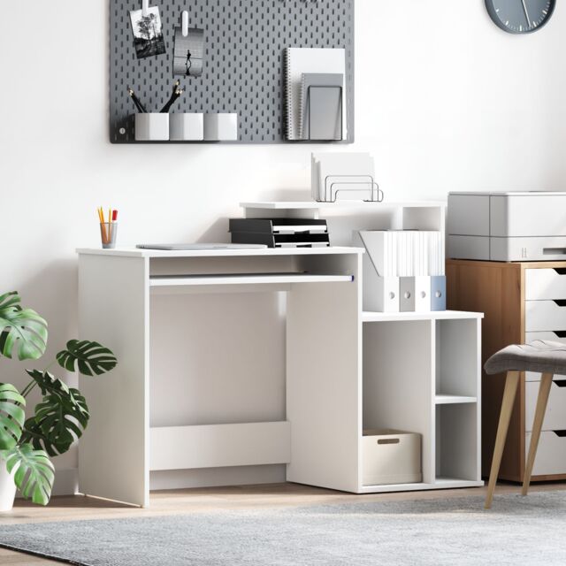 Berkfield Home Desk with Storage White 120.5x44x88.5 cm Engineered Wood - image 1