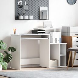 Berkfield Home Desk with Storage White 120.5x44x88.5 cm Engineered Wood - thumbnail 1