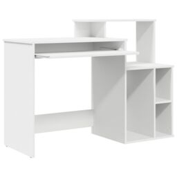 Berkfield Home Desk with Storage White 120.5x44x88.5 cm Engineered Wood - thumbnail 4
