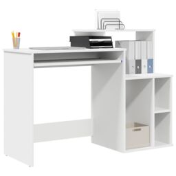 Berkfield Home Desk with Storage White 120.5x44x88.5 cm Engineered Wood - thumbnail 3