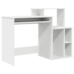 Berkfield Home Desk with Storage White 120.5x44x88.5 cm Engineered Wood - thumbnail 2