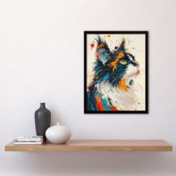 Artery8 Wall Art Print Paint Splat Maine Coon Cat Lover Pet Portrait Art Framed Poster in Black - Size: A4 - thumbnail 4