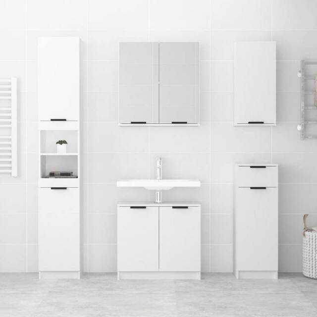 Berkfield Home Durable Bathroom Cabinet White 32x34x188.5 cm Engineered Wood - image 1