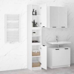 Berkfield Home Durable Bathroom Cabinet White 32x34x188.5 cm Engineered Wood - thumbnail 4