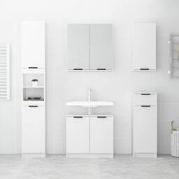 Berkfield Home Durable Bathroom Cabinet White 32x34x188.5 cm Engineered Wood - thumbnail 1