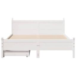Berkfield Home Bed Frame without Mattress White 135x190 cm Double Solid Wood Pine - thumbnail 4