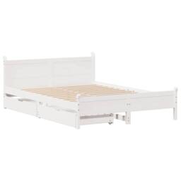 Berkfield Home Bed Frame without Mattress White 135x190 cm Double Solid Wood Pine - thumbnail 3