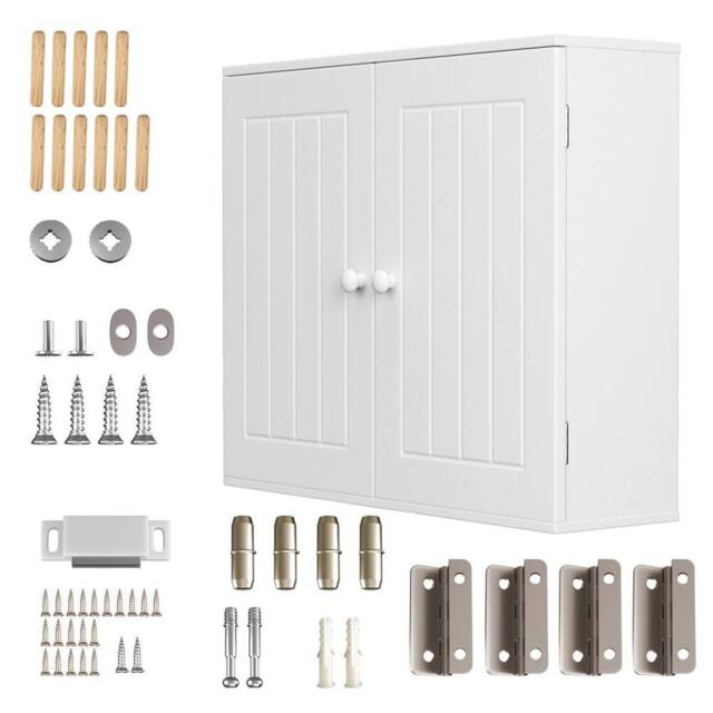 SPETLEK Double Door Bathroom Cabinet Wall-Mount Medicine Storage in White - image 1