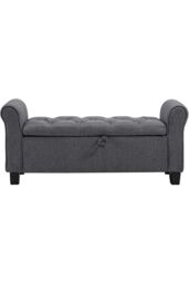 H&O Direct Modern Linen Storage Ottoman Bench in Dark Grey - thumbnail 4