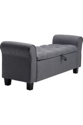H&O Direct Modern Linen Storage Ottoman Bench in Dark Grey - thumbnail 5