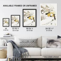 Artery8 Confetti Vintage French Advert Vintage Framed Wall Art Print Lautrec in White - Size: A4 - thumbnail 3